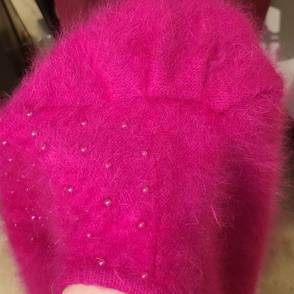 Vintage Pinup Sweater Girl HOT PINK Angora Sweater - Picture 5 of 5